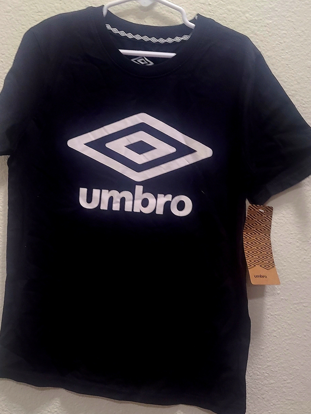 Umbro Kids Black Tee with White Logo